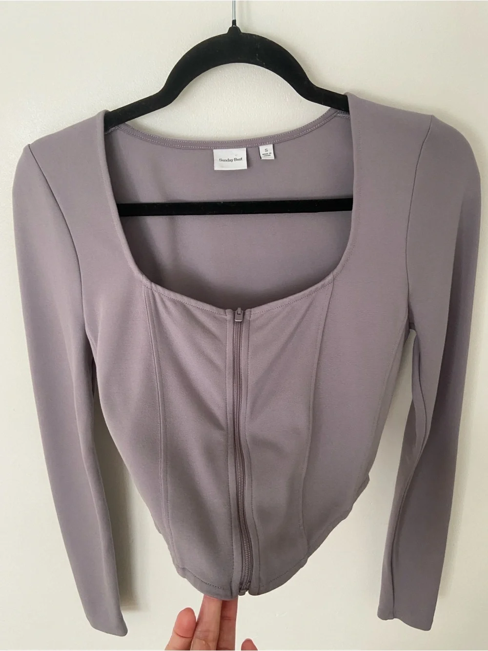 Aritzia Sunday Best Maverick Bustier Long Sleeve in Purple size Small - Picture 3 of 8